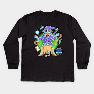 The skeleton Wizard - Dia De Los Muertos - Mythical character lover Kids Long Sleeve T-Shirt